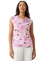 Women's Sleeveless Floral Cowl Neck Blouse