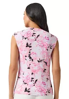 Women's Sleeveless Floral Cowl Neck Blouse