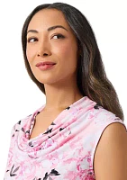 Women's Sleeveless Floral Cowl Neck Blouse