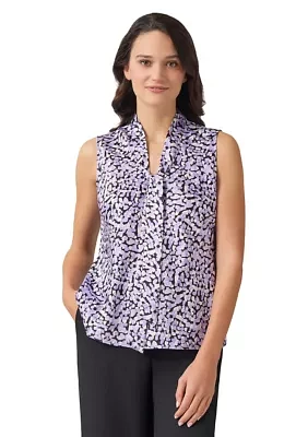 Women's Sleeveless Bias Tie Front Blouse