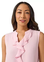 Women's Sleeveless Ruffle Front Blouse