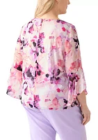 Plus Bell Sleeve Printed Blouse