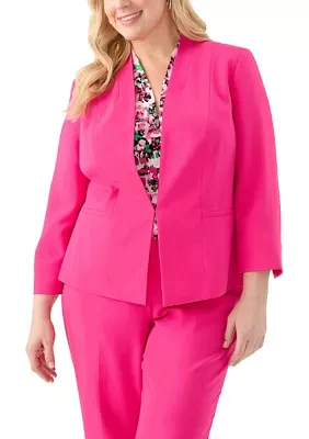 Plus Stretch Crepe Open Blazer Jacket