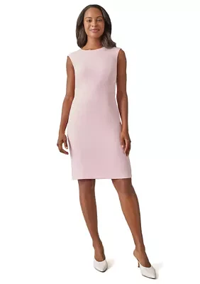 Women's Extended Cap Sleeve Solid Sheath Dress