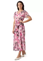 Women's Flutter Sleeve Tiered Smocked Floral Dress