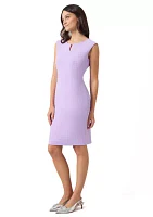 Women's Solid Split Neck Sheath Dress