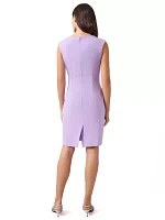 Petite Solid Split Neck Sheath Dress