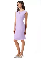 Petite Solid Split Neck Sheath Dress