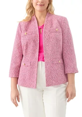 Plus Tweed Collarless Jacket