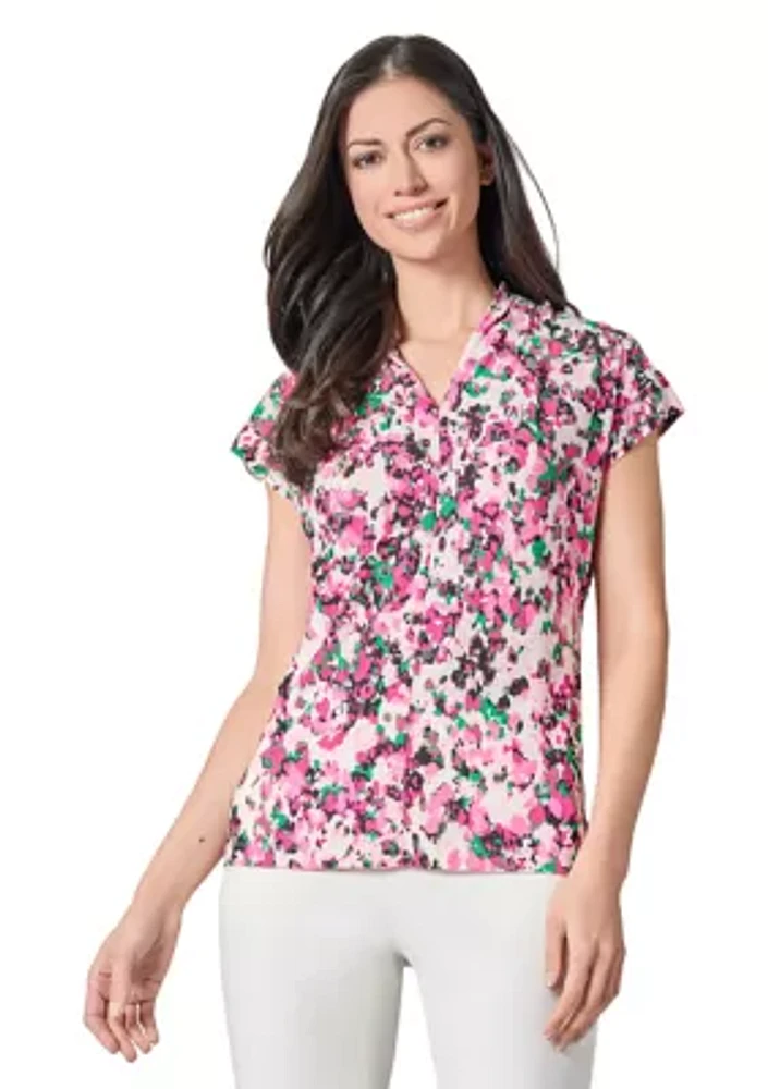 Women's Multi Printed V-Neck Knit Top
