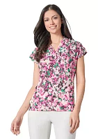 Women's Multi Printed V-Neck Knit Top