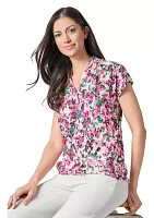 Women's Multi Printed V-Neck Knit Top