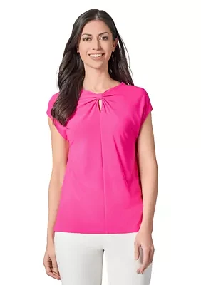 Petite Scrunch Neck Knit Top
