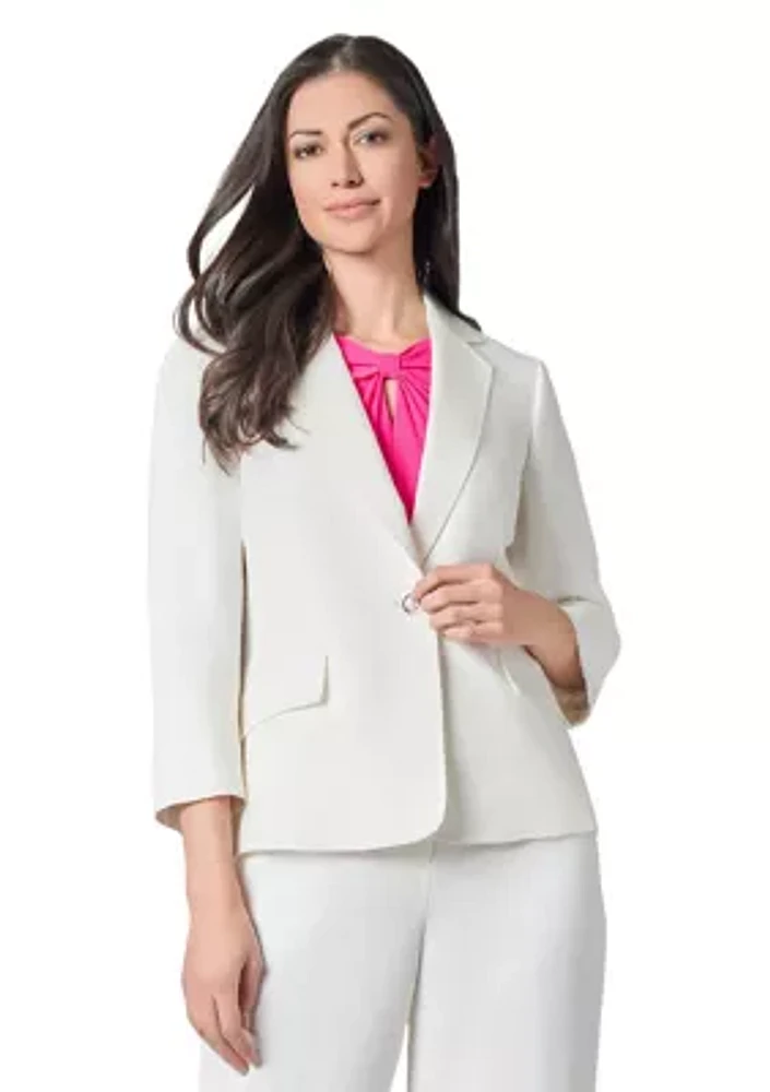 Petite Linen 3/4 Sleeve One Button Suit Separate Jacket