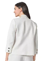 Petite Linen 3/4 Sleeve One Button Suit Separate Jacket