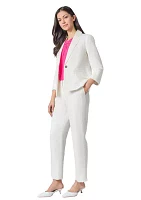 Petite Linen 3/4 Sleeve One Button Suit Separate Jacket