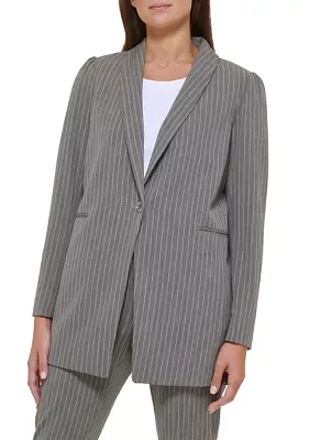 Women's Pinstripe One Button Blazer