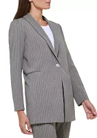 Women's Pinstripe One Button Blazer