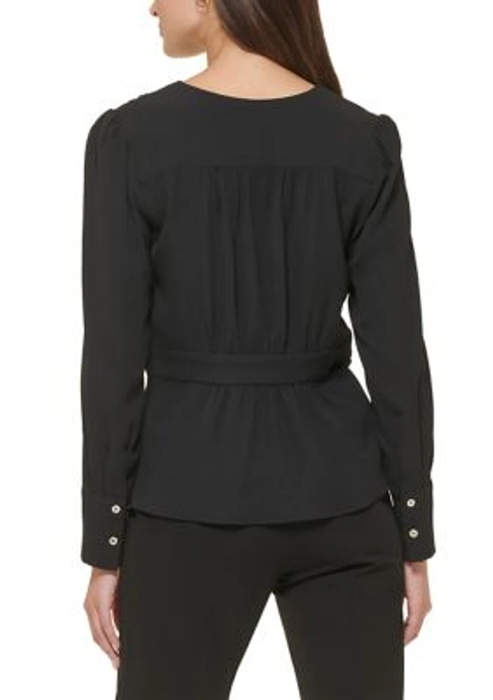 Women's Long Sleeve Peplum Blouse