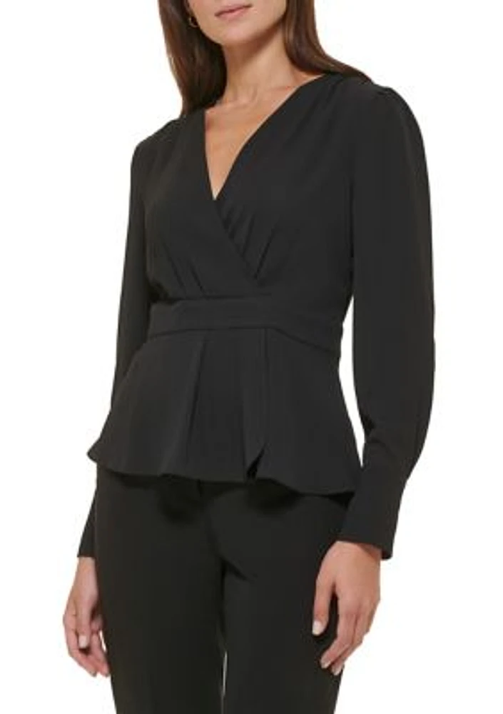 Women's Long Sleeve Peplum Blouse