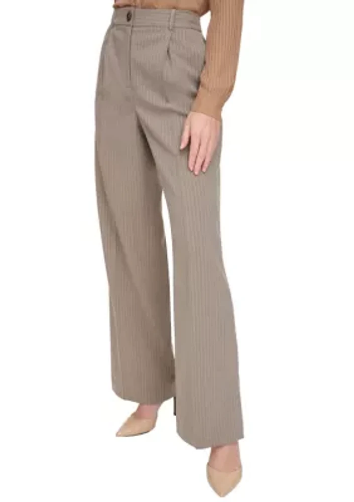 Women's High Rise Wide Leg Pinstripe Trouser Pants