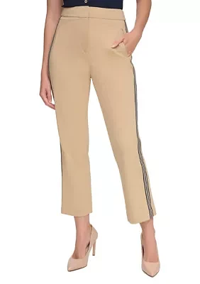 Women's Straight Ankle Pants with Side Seam Trim