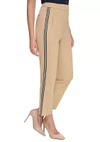 Women's Straight Ankle Pants with Side Seam Trim