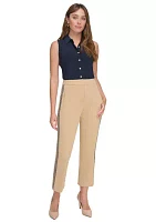 Women's Straight Ankle Pants with Side Seam Trim