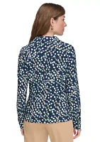 Women's Ditsy Floral Button Down Knit Top