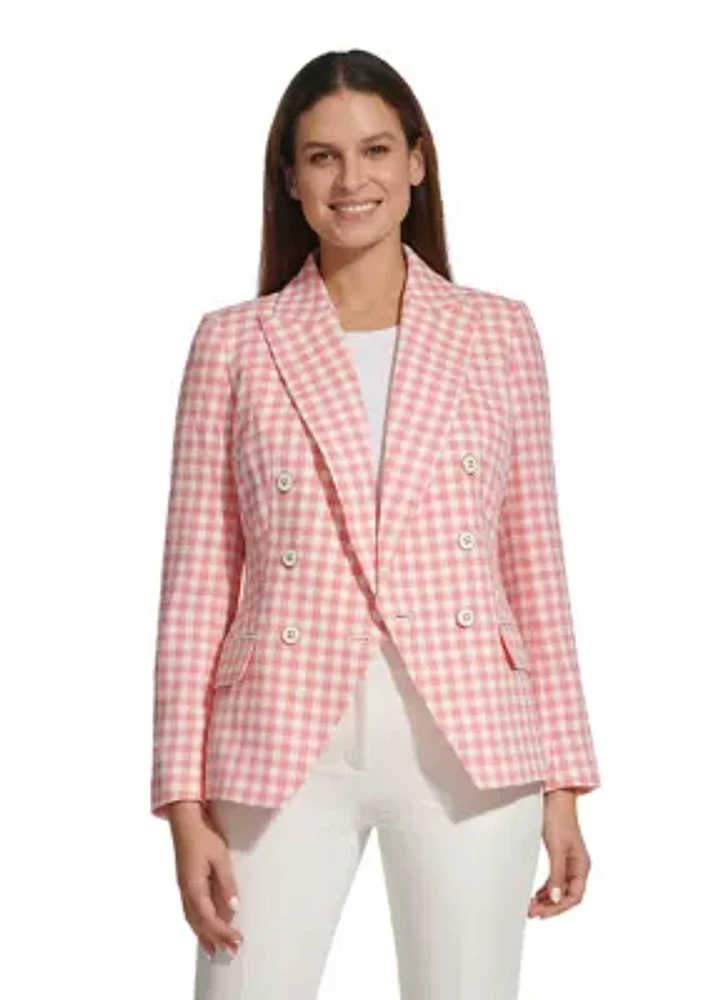 Women's Gingham Double Breasted Blazer