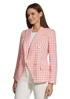 Women's Gingham Double Breasted Blazer