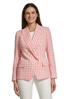 Women's Gingham Double Breasted Blazer