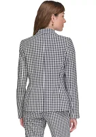 Women's Gingham One Button Blazer