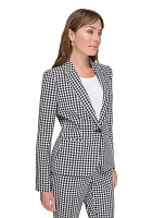 Women's Gingham One Button Blazer