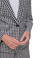 Women's Gingham One Button Blazer