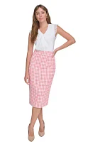 Women's Gingham Pencil Skirt