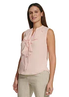 Women's Sleeveless Ruffle Blouse