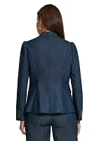 Women's One Button Denim Blazer