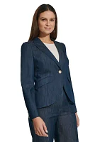 Women's One Button Denim Blazer