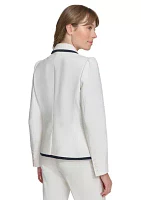 Women's One Button Blazer with Contrast Trim