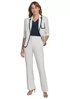 Women's One Button Blazer with Contrast Trim