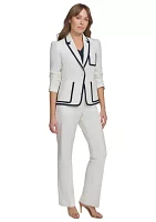 Women's One Button Blazer with Contrast Trim