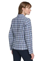 Women's Crinkle Check One Button Blazer