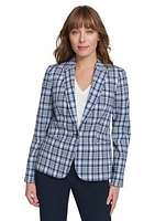 Women's Crinkle Check One Button Blazer