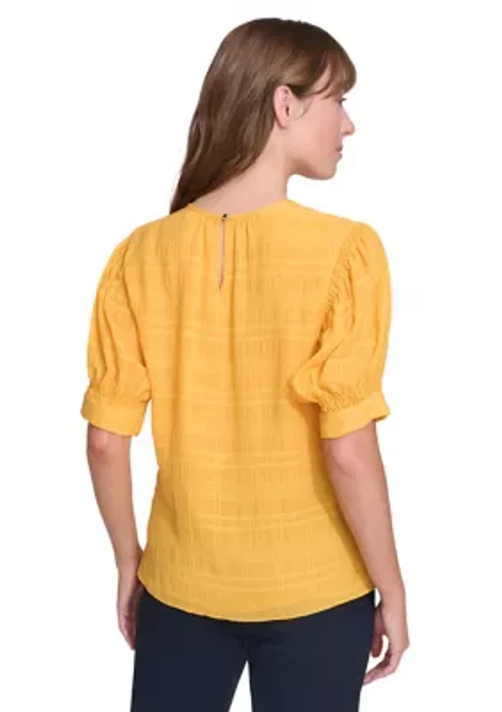 Women's Textured Puff Sleeve Blouse