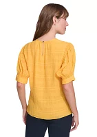 Women's Textured Puff Sleeve Blouse