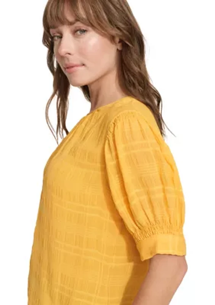 Women's Textured Puff Sleeve Blouse