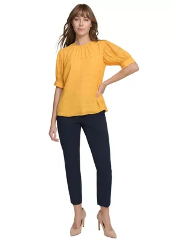 Women's Textured Puff Sleeve Blouse