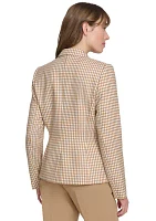 Women's One Button Houndstooth Blazer