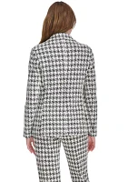 Women's Houndstooth Knit Double Breasted Blazer